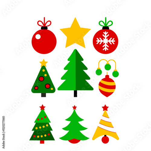christmas tree Set,christmas elements Bundle,Christmas Icon Set,colorful set of Christmas-themed icons, christmas Design Set, christmas colorful Set bundle package 