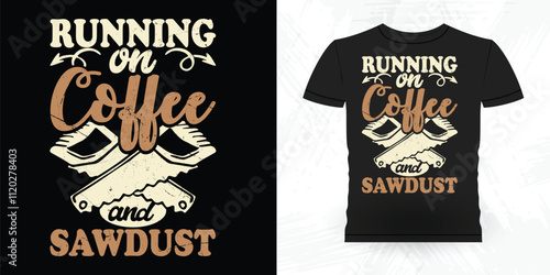 Running On Coffee And Sawdust Funny Coffee Artists Retro Vintage Coffee Barista T-shirt Design