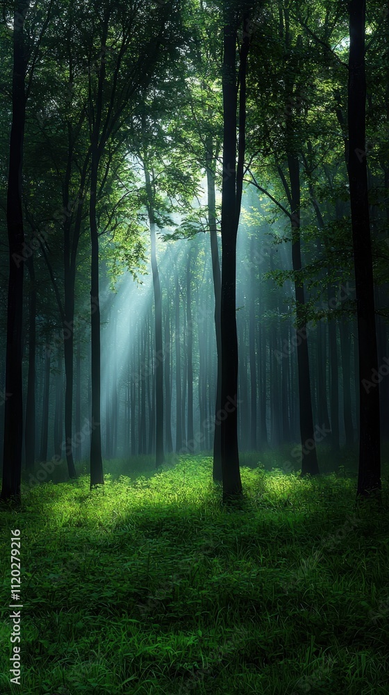 Fototapeta premium A forest with trees and grass