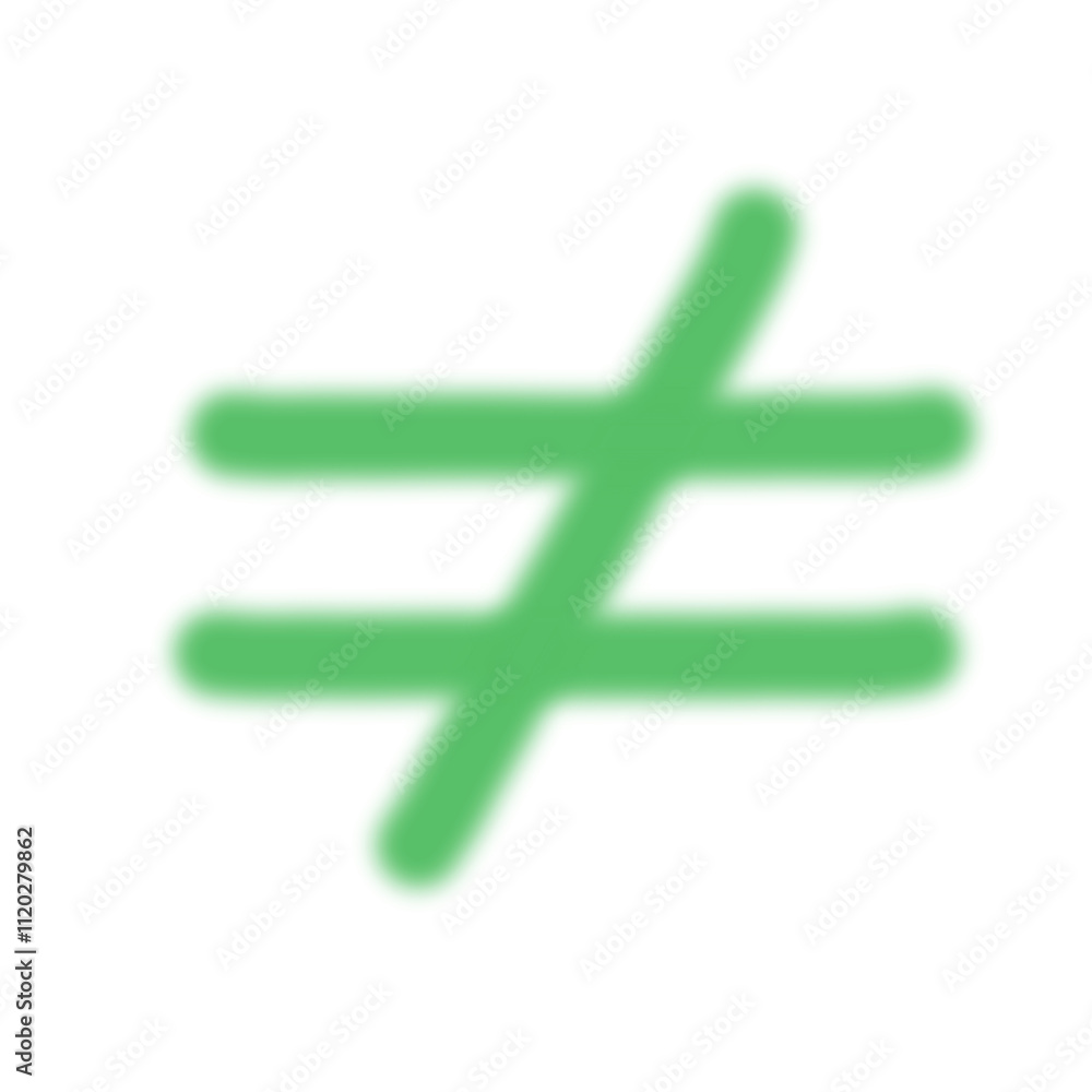 Fototapeta premium Blur not Equal Icon, green colour.