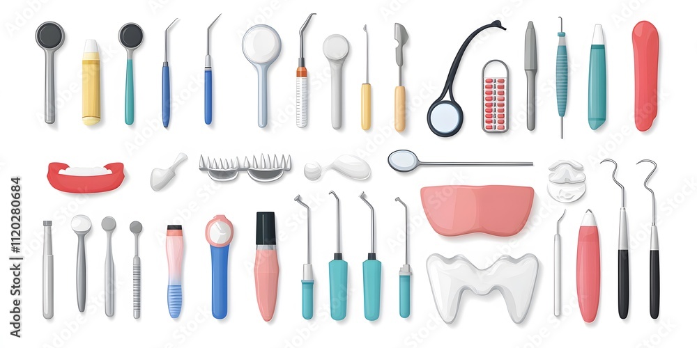Theme: Teeth, Dentist, Dental Material, Icon Set, Shapes, Objects, Colorful, on White Background, Abstract Image, Texture, Pattern Background, Wallpaper, Cover and Screen of Smartphone, PC, Laptop, Theme: Teeth, Dentist, Dental Material, Icon Set, Shapes, Objects, Colorful, on White Background, Abstract Image, Texture, Pattern Background, Wallpaper, Cover and Screen of Smartphone, PC, Laptop,