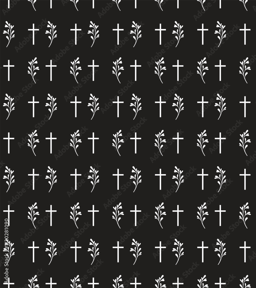 Obraz premium seamless pattern with church cross. Death and funerals. 