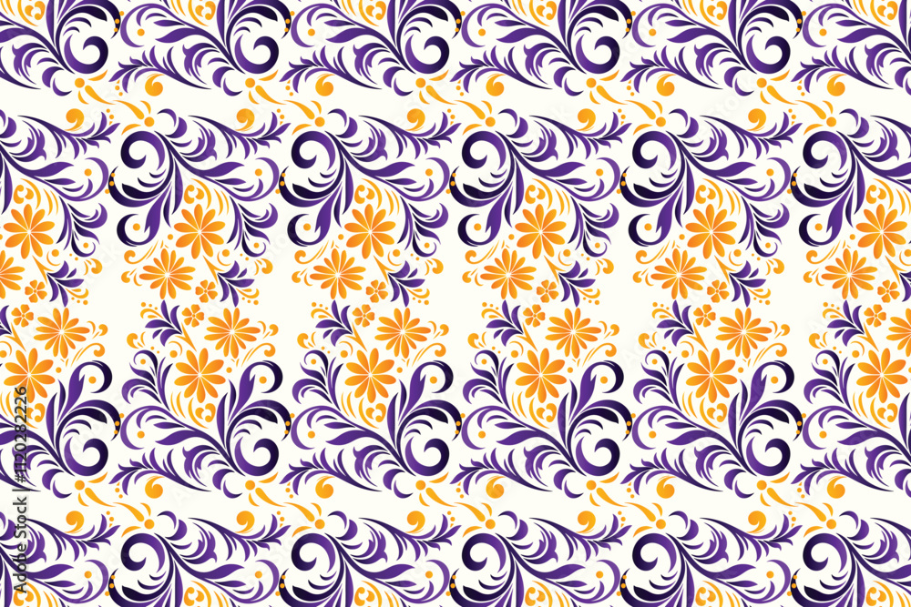 Fototapeta premium seamless pattern featuring botanical floral motifs, intricate flower designs, and decorative elements for fashion fabrics, creative projects, and modern textile applications