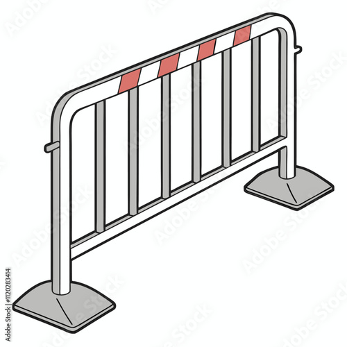 Metal safety barrier vector illustration isolated on white background