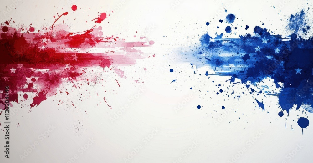 an American flag background with white space for text, a red and blue color scheme, a white background Generative AI an American flag background with white space for text, a red and blue color scheme, a white background Generative AI
