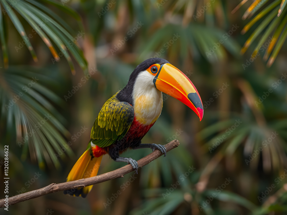 Fototapeta premium Toucan sitting on a branch in the rainforest