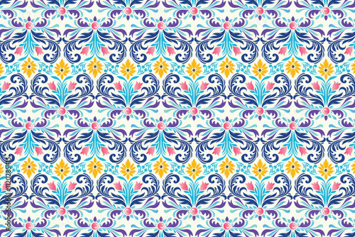 seamless all-over floral pattern with intricate botanical motifs, elegant flowers, and ornamental elements for modern fashion fabrics, home textiles, and creative projects