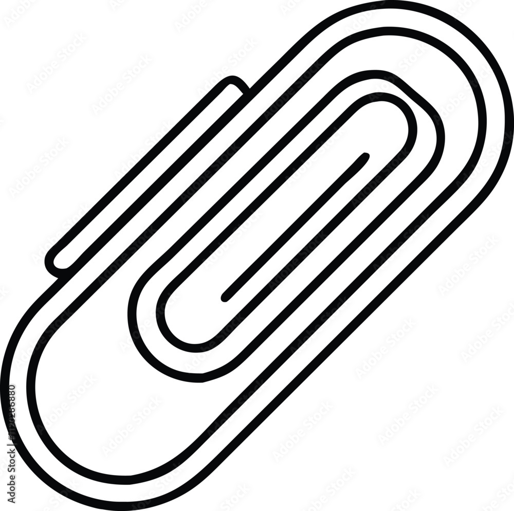 Paperclip line icon isolated on white background Paperclip line icon isolated on white background