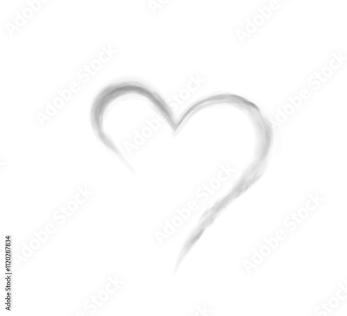 Heart shaped smoke effect, PNG sign of love, smoky hearts, love. White waves of smoke from hot drink, coffee, cigarettes, tea or food. Mockup of fog with swirls.