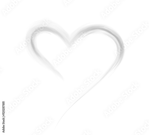 Heart shaped smoke effect, PNG sign of love, smoky hearts, love. White waves of smoke from hot drink, coffee, cigarettes, tea or food. Mockup of fog with swirls.