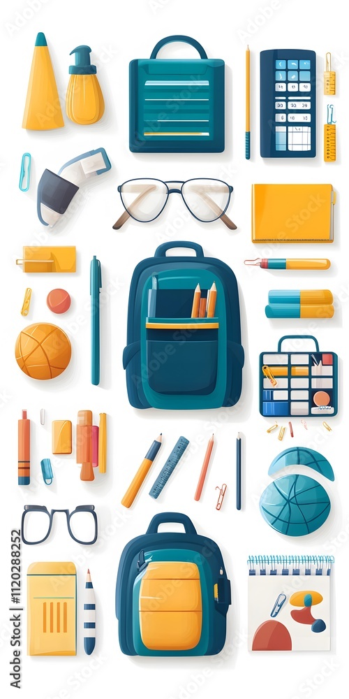 Theme: Study, Teaching, Education, School, Icon Set, Shapes, Objects, Colorful, on White Background, Abstract Image, Texture, Pattern Background, Wallpaper, Cover and Screen of Smartphone, PC, Laptop, Theme: Study, Teaching, Education, School, Icon Set, Shapes, Objects, Colorful, on White Background, Abstract Image, Texture, Pattern Background, Wallpaper, Cover and Screen of Smartphone, PC, Laptop,