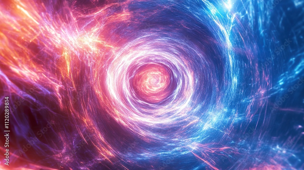 Abstract swirling vortex of vibrant red and blue energy, resembling a cosmic tunnel or portal. Abstract swirling vortex of vibrant red and blue energy, resembling a cosmic tunnel or portal.