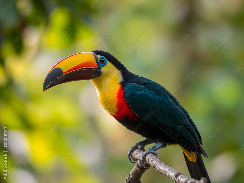 Fototapeta premium Colorful Toucan bird in the rainforest of Costa Rica.