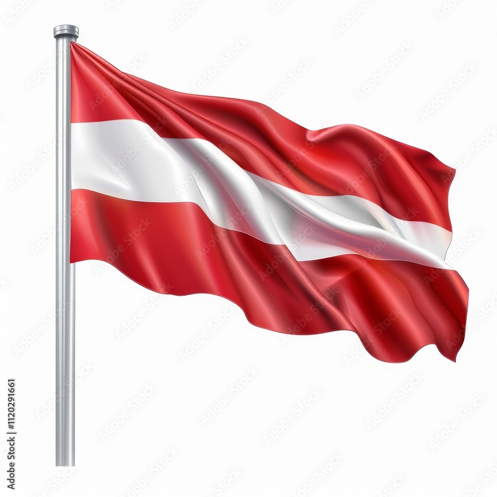 Flag icon, flagpole symbol, waving banner sign, wavy flag isolated on white with copy space for text Flag icon, flagpole symbol, waving banner sign, wavy flag isolated on white with copy space for text