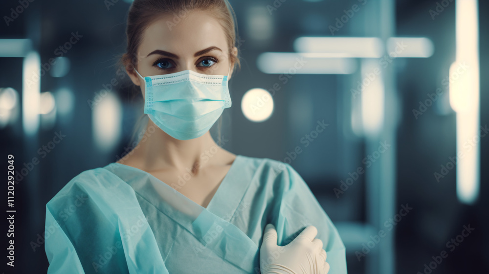 Female patient with a protective face mask, waiting for a virtual consultation, with copyspace for text.
Female patient with a protective face mask, waiting for a virtual consultation, with copyspace for text.