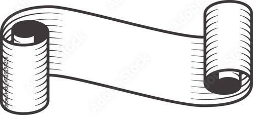 Unrolled vintage scroll banner with curled edges creating an elegant and classic design with empty space for text or graphics, perfect for announcements, invitations, or certificates