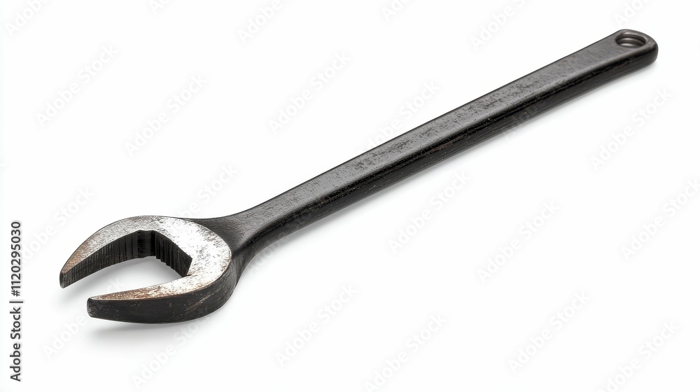 Worn metal wrench, isolated, white background. Worn metal wrench, isolated, white background.
