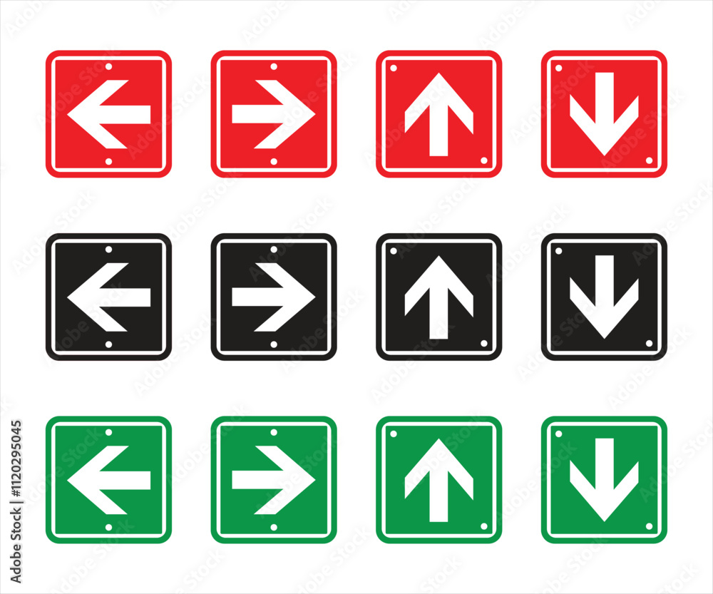 directional arrow sign right, left, up and down symbol Label and stickers vector directional arrow sign right, left, up and down symbol Label and stickers vector