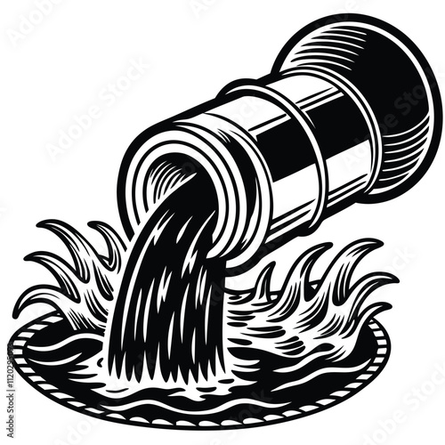 Water drain pipe silhouette vector illustration Isolated on white background.