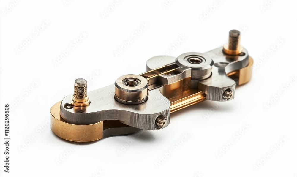 Complex metallic mechanism, gold accents. Complex metallic mechanism, gold accents.