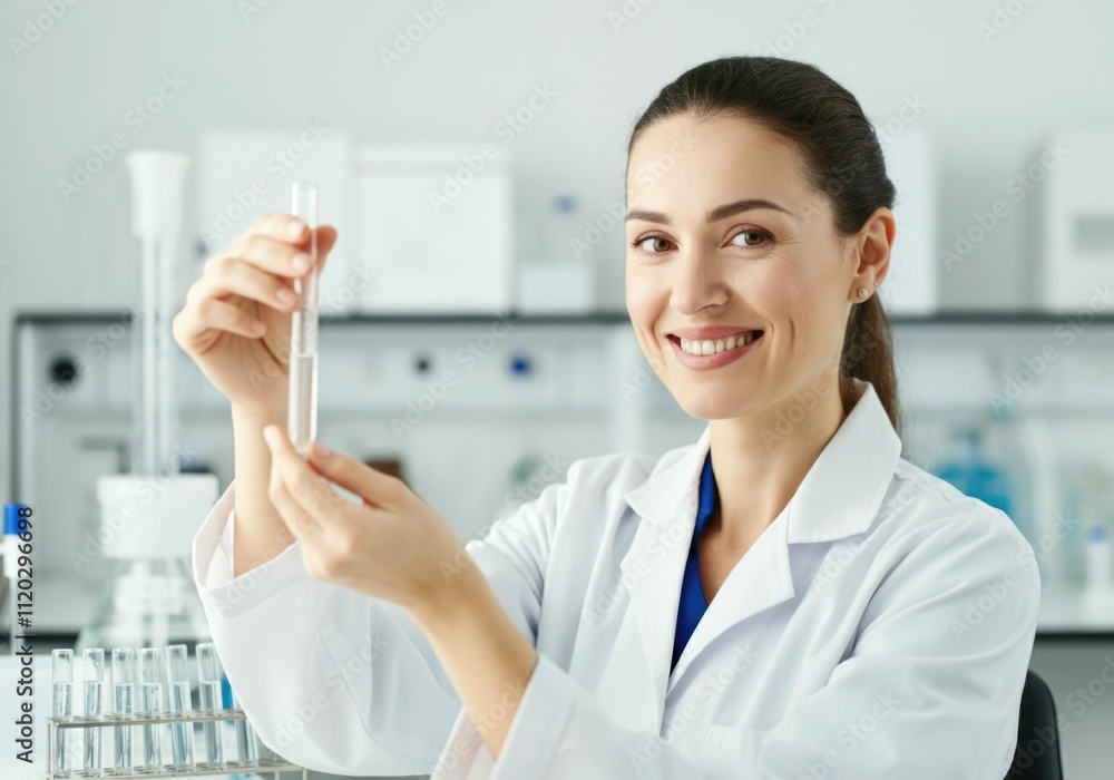 Confident Female Scientist Performing Research in Laboratory Confident Female Scientist Performing Research in Laboratory