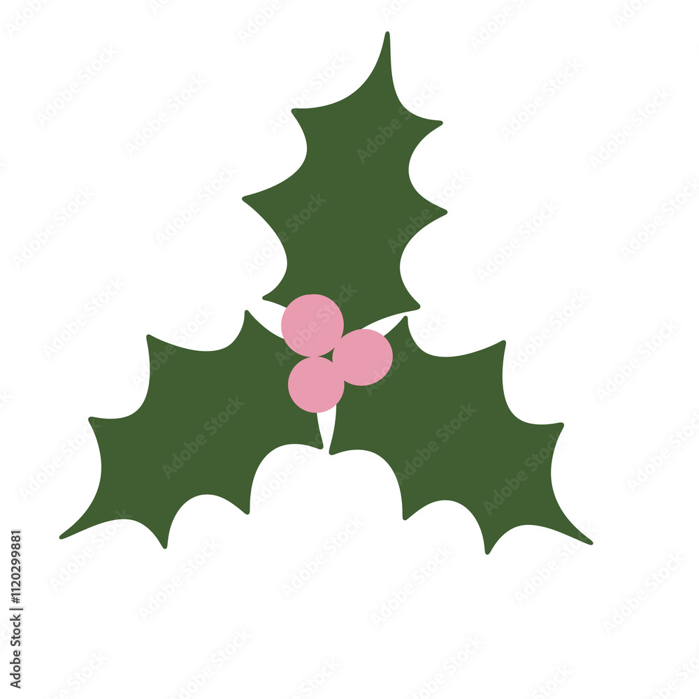 Stylized holly leaves and berries illustration Stylized holly leaves and berries illustration