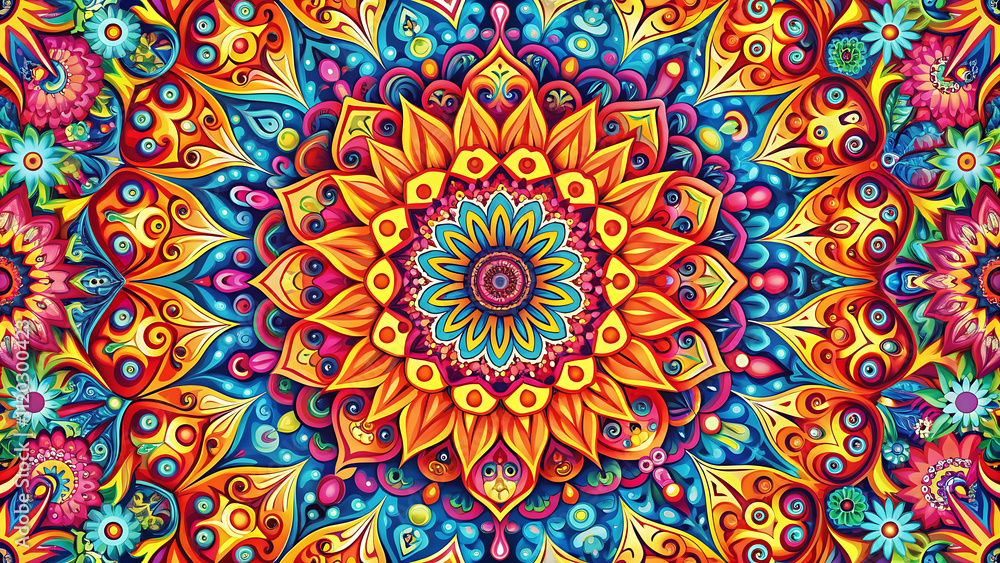 Vibrant Abstract Background with Bold Colorful Shapes and Patterns in Kaleidoscopic Design Vibrant Abstract Background with Bold Colorful Shapes and Patterns in Kaleidoscopic Design