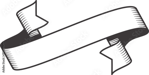 Featuring a simple vintage ribbon banner scroll design, providing ample copy space for custom text or graphic elements, ideal for various decorative applications and celebrations