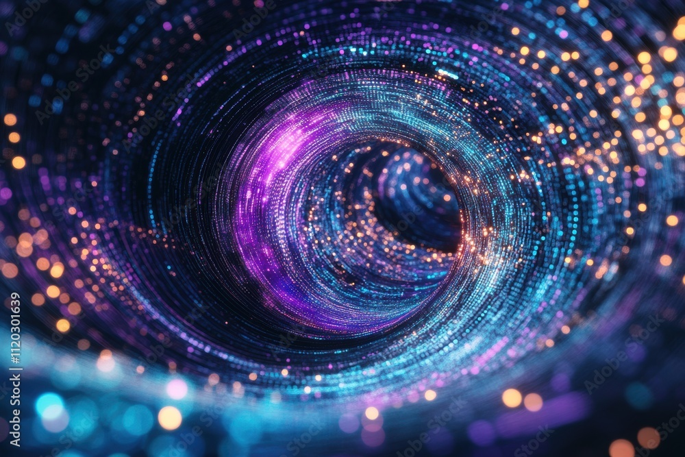 A spiral of light and color with a purple center. Generative AI A spiral of light and color with a purple center. Generative AI