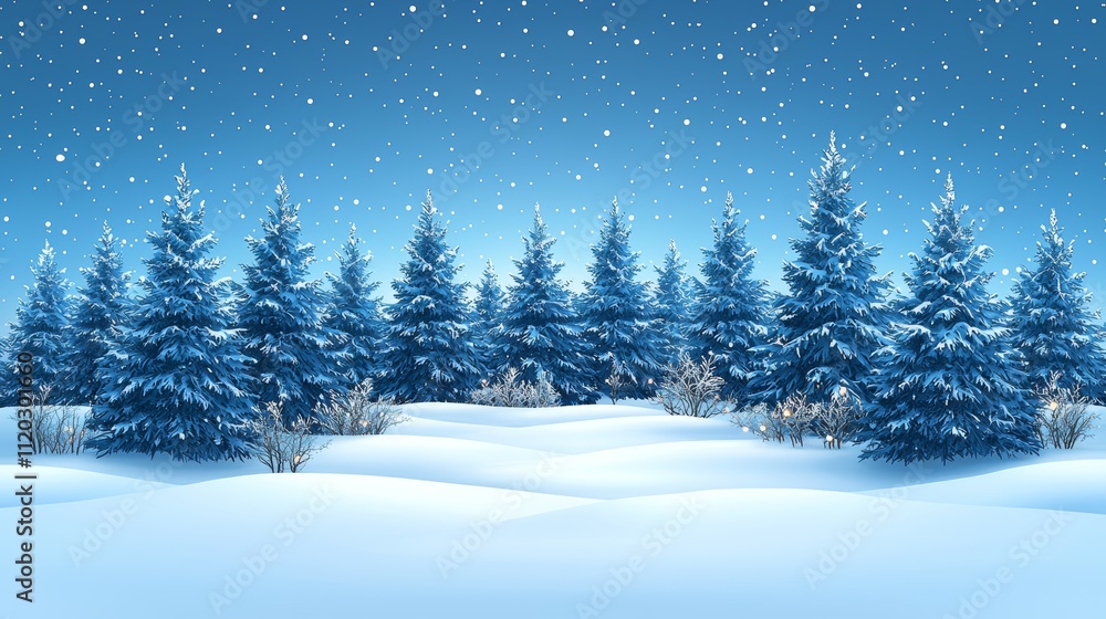 Fototapeta premium A snowy landscape with trees covered in snow