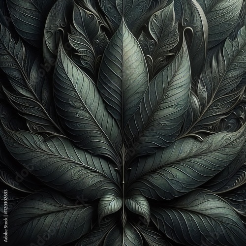 Velvet Vault A sumptuous dark green velvety leaf its subtle embo photo