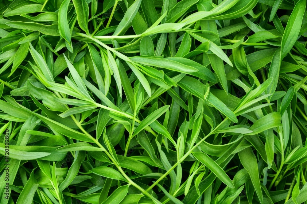 Tarragon texture background, estragon leaf banner, Artemisia dracunculus pattern, fresh herbal leaves Tarragon texture background, estragon leaf banner, Artemisia dracunculus pattern, fresh herbal leaves