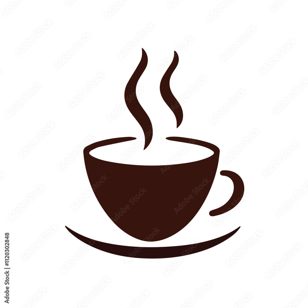 Obraz premium Steaming hot coffee cup icon