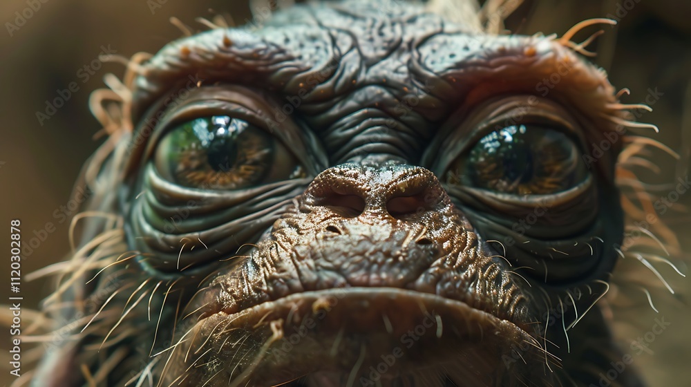 An animal of a fictional monster looking up close An animal of a fictional monster looking up close