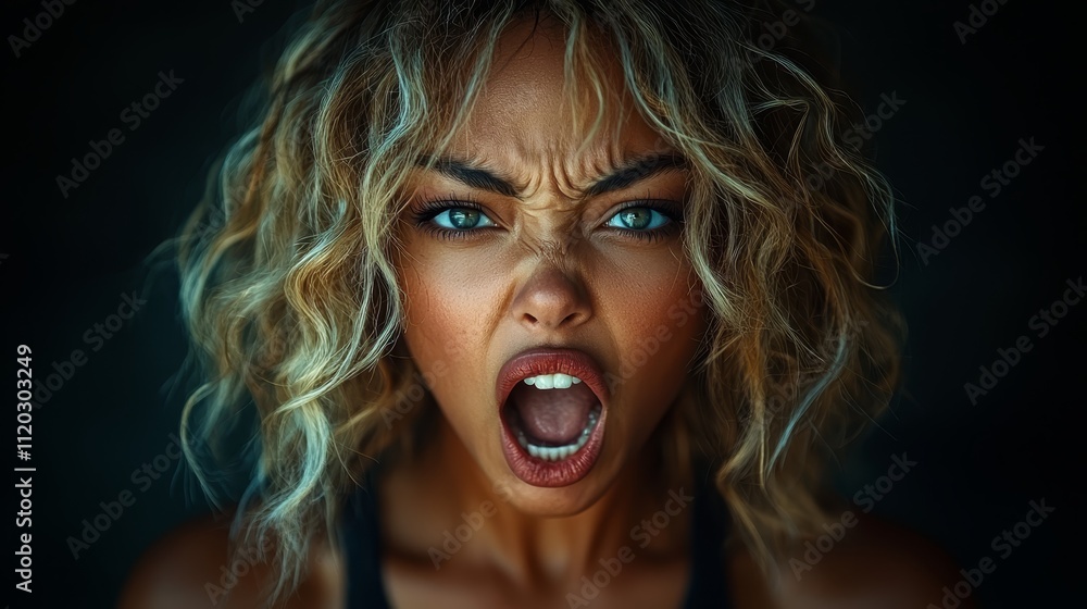A woman with her mouth open showing her teeth A woman with her mouth open showing her teeth