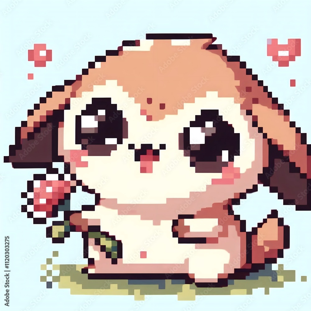 hamster holding flowers, pixel art hamster holding flowers, pixel art