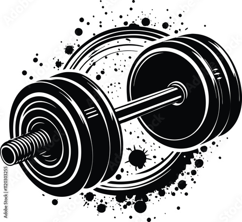 Barbell black silhouette vector