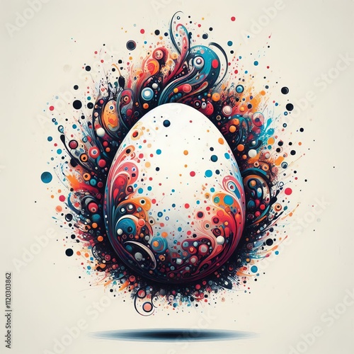 Abstract Egg Splatter Egg shape formed by abstract paint splatte photo