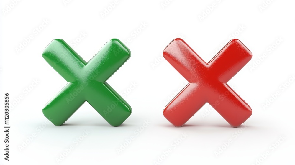 Fototapeta premium A red and green cross on a white background