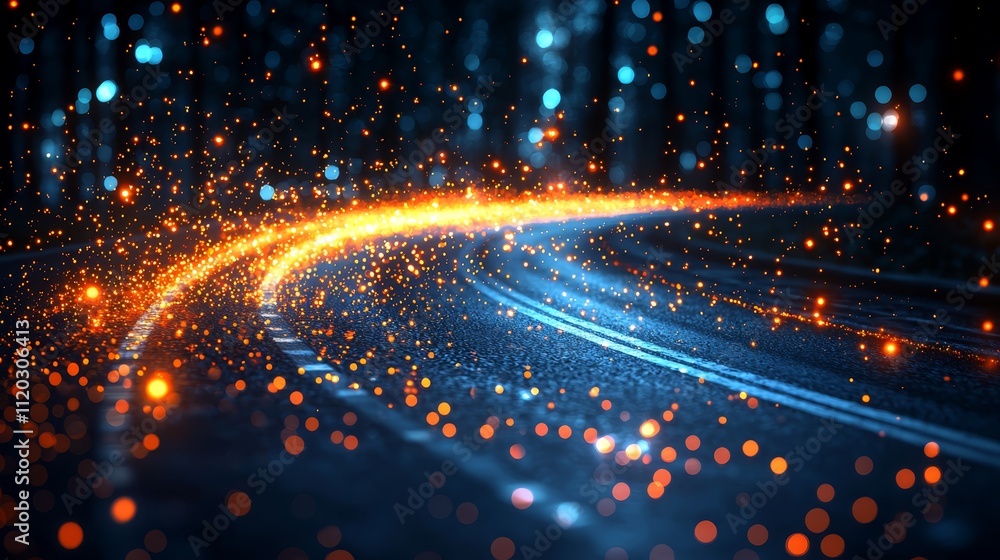 Obraz premium A long exposure shot of a road at night