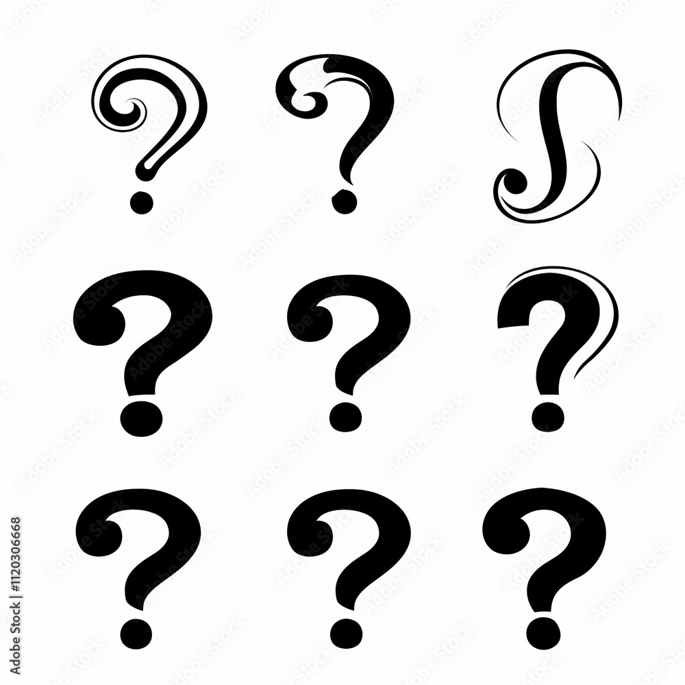 Question mark icon, quiz symbol, interrogation sign, simple rebus silhouette, questions emblem, faq set Question mark icon, quiz symbol, interrogation sign, simple rebus silhouette, questions emblem, faq set
