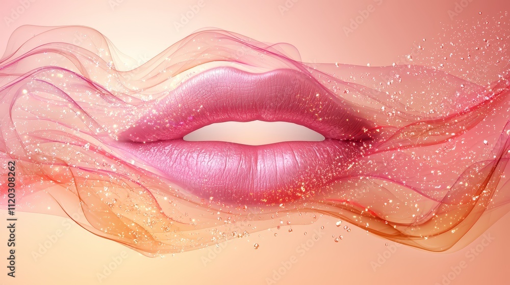 Fototapeta premium A close up of a woman's lips with water droplets