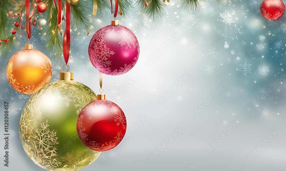 beautiful christmas balls banner with text space beautiful christmas balls banner with text space