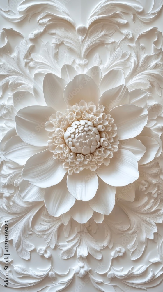 white floral ornament background, Generative AI white floral ornament background, Generative AI