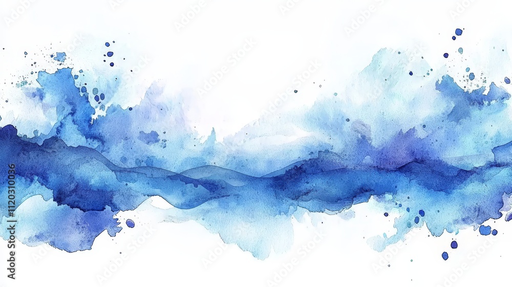 Obraz premium A blue watercolor background with a white background