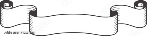Classic vintage ribbon banner scroll drawing unrolling to reveal a blank space perfect for adding custom text or design elements, presented in versatile vector format