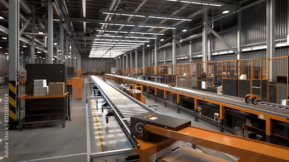 An automated production line in a car manufacturer An automated production line in a car manufacturer