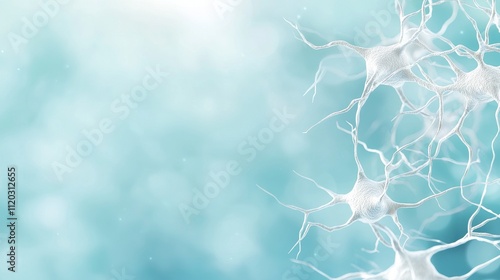 Intricate Neuron Structures on Soft Blue Background Ideal for Science, Medicine, and Technology Theme