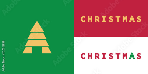 Modern Simple Christmas Tree Logo with Initial Letter A photo