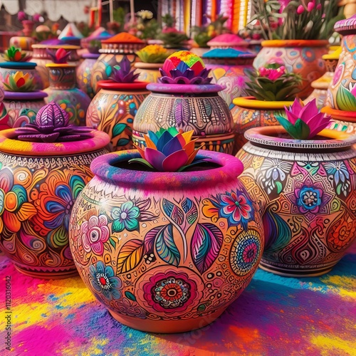 71 Vibrant Planters Pots painted with Holi color patterns Izobra photo